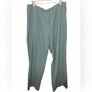 Soft Surroundings Touch of Lace Gauze Pant Crochet Pull On Beach Summer Blue XL